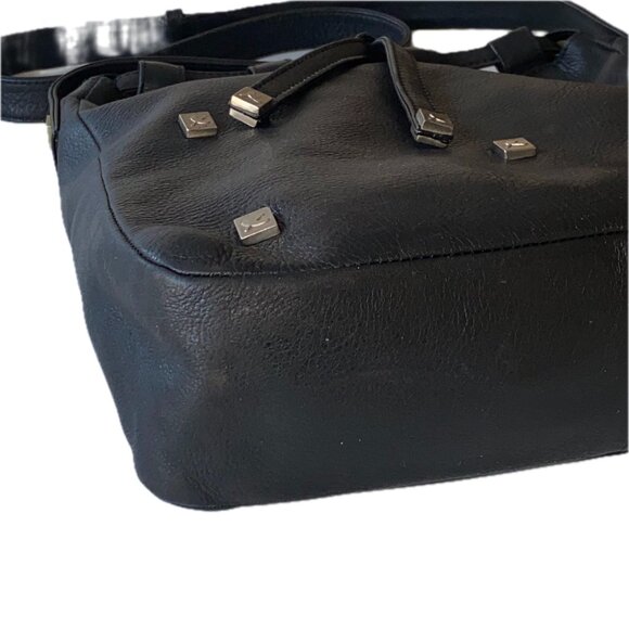 Vintage Paloma Picasso Black Leather Crossbody Drawstring Bucket Bag Italy EUC - Picture 7 of 16